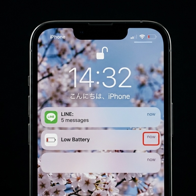 iPhoneの充電残量が少ない状態